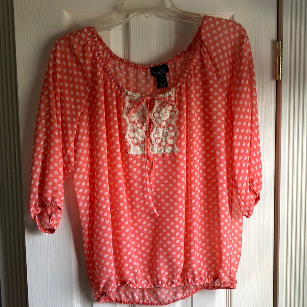 Sheer polka dot blouse